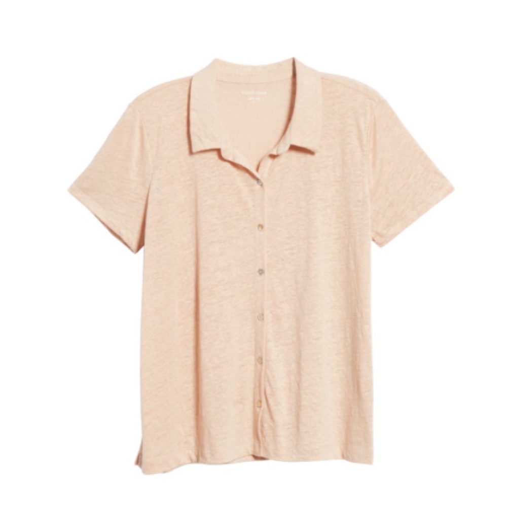 Eileen Fisher Short Sleeve Organic Linen Blouse